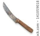 Old kitchen knife with wooden handle 141059018
