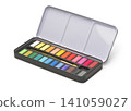 Open metal watercolor paint box 141059027