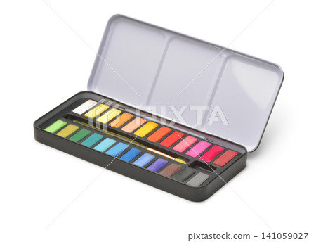 Open metal watercolor paint box Open metal watercolor paint box 141059027