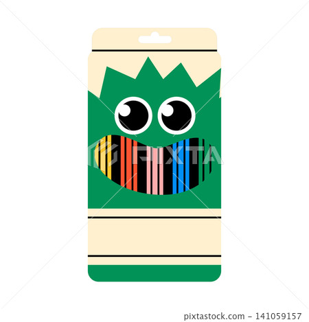 Colored pencils box with funny monster face vector Colored pencils box with funny monster face vector 141059157