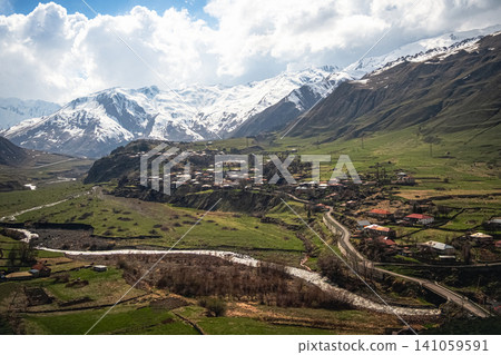 The photo shows road to the village of Stepantsminda (also known as Kazbegi). 141059591