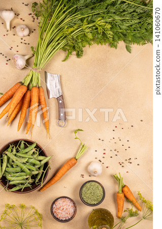 Fresh vegetables and spices preparing healthy cooking ingredients Fresh vegetables and spices preparing healthy cooking ingredients 141060670