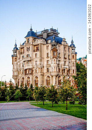 Modern multi-storey city residential apartment house, exterior building outdoor 141061022