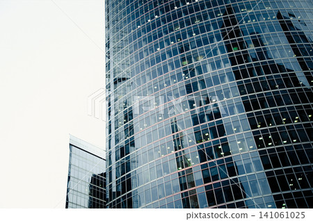 Glass tall multi-storey buildings skyscrapers Moscow City in center downtown Glass tall multi-storey buildings skyscrapers Moscow City in center downtown 141061025