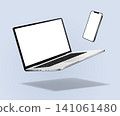 Falling laptop computer with modern smartphone mockup 141061480