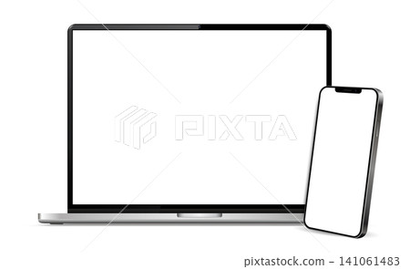 Smartphone with Laptop Computer mockup isolated Smartphone with Laptop Computer mockup isolated 141061483