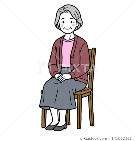 Elderly woman sitting on a chair Elderly woman sitting on a chair 141062191