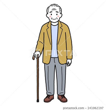 拄著拐杖的老人 141062197