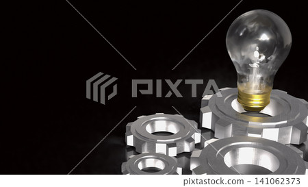 Innovative Light Bulb And Engineering Gear Concept 3d render. Innovative Light Bulb And Engineering Gear Concept 3d render. 141062373