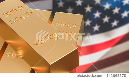 United States Gold Reserve And Investment Economy Concept 3d render. United States Gold Reserve And Investment Economy Concept 3d render. 141062378