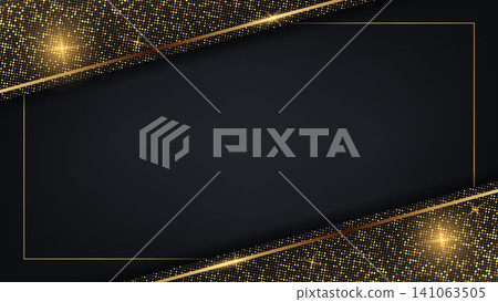 Luxury Black Background with Golden Glitter Border and Copy Space Luxury Black Background with Golden Glitter Border and Copy Space 141063505