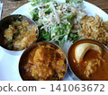 Boost your metabolism with three kinds of authentic spice curry and salad. 141063672