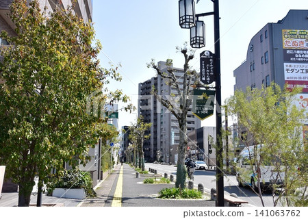 Boomerang Street and surrounding townscape in Omihachiman City, Shiga Prefecture Boomerang Street and surrounding townscape in Omihachiman City, Shiga Prefecture 141063762