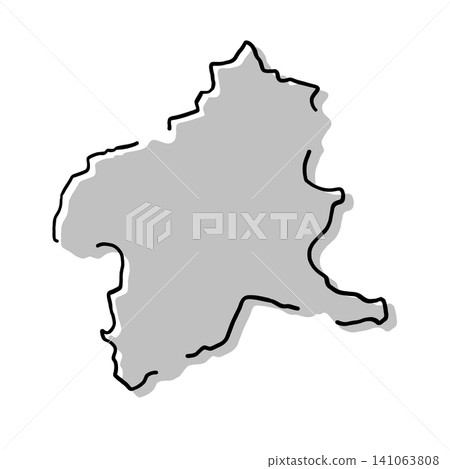 Silhouette illustration of a map of Gunma Prefecture | Gray, hand-drawn style, line art Silhouette illustration of a map of Gunma Prefecture | Gray, hand-drawn style, line art 141063808