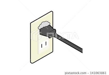 Isometric power plug (with main wire) has accumulated dust. Isometric power plug (with main wire) has accumulated dust. 141063861