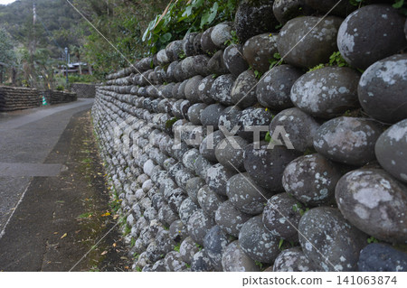 The stone walls of Osato, which tell the history of Hachijojima Island. The stone walls of Osato, which tell the history of Hachijojima Island. 141063874