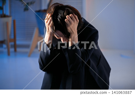 depressed woman depressed woman 141063887
