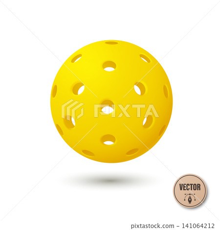 Vector 3d Realistic Pickleball Ball. Yellow Perforated Plastic Ball for Pickleball Sport. Court Game, Training, Competition, Recreation, Sports Equipment, Fitness Design Vector 3d Realistic Pickleball Ball. Yellow Perforated Plastic Ball for Pickleball Sport. Court Game, Training, Competition, Recreation, Sports Equipment, Fitness Design 141064212