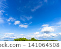 Early summer blue sky, clouds, and trees 141064508