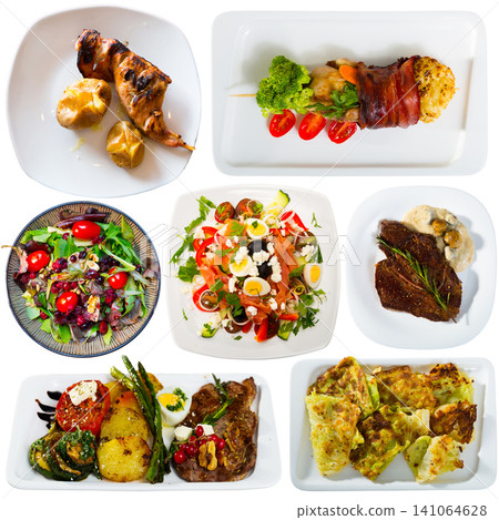 Collage of different meals isolated Collage of different meals isolated 141064628