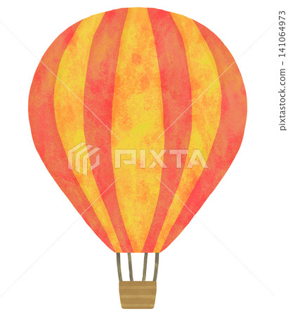 Illustration of a striped hot air balloon in warm colors Illustration of a striped hot air balloon in warm colors 141064973