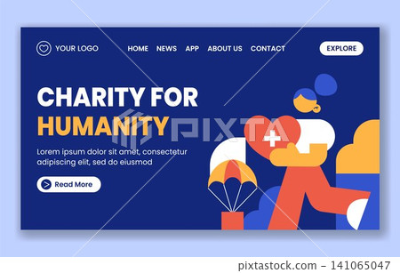 Social Media Landing Page Flat Cartoon Hand Drawn World Humanitarian Day Template 141065047