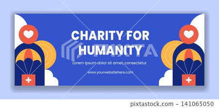 Social Media Cover for World Humanitarian Day Flat Cartoon Hand Drawn Background 141065050