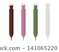 Chocolate pen flat illustration icon set (4 colors, decorating pen, confectionery, vector, transparent background) 141065220