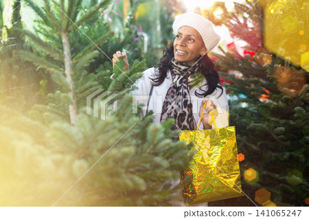 Latin woman at christmas fair Latin woman at christmas fair 141065247