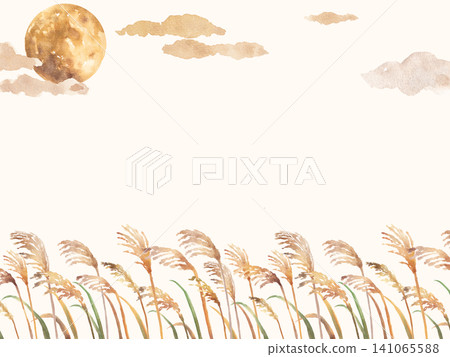 Watercolor frame for the full moon 141065588