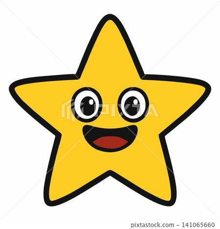 Vector illustration of a cute, smiling cartoon star character on a white background. Vector illustration of a cute, smiling cartoon star character on a white background. 141065660