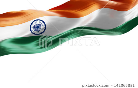 Indian flag ribbon flowing isolated on white background with copy space design for India Republic and Independence day banner 3D render Indian flag ribbon flowing isolated on white background with copy space design for India Republic and Independence day banner 3D render 141065881