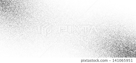 Stippled sprayed noise dot texture. Fading sand dot gradient background. Vanishing grit granule backdrop. Rough grunge dust speckle wallpaper. Vector distressed particles and specks overlay 141065951