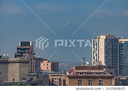 Modern Yerevan city skyscrapers and real estate with Little Ararat background with copy space Modern Yerevan city skyscrapers and real estate with Little Ararat background with copy space 141066643