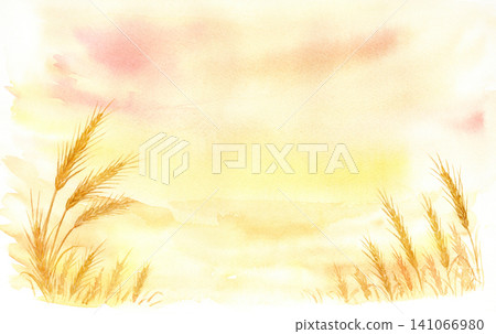 A watercolor painting of a wheat field at sunset. A watercolor painting of a wheat field at sunset. 141066980