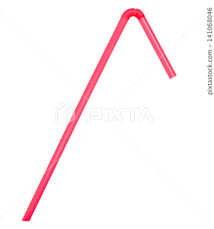 Single pink plastic drinking straw isolated on white background Single pink plastic drinking straw isolated on white background 141068046