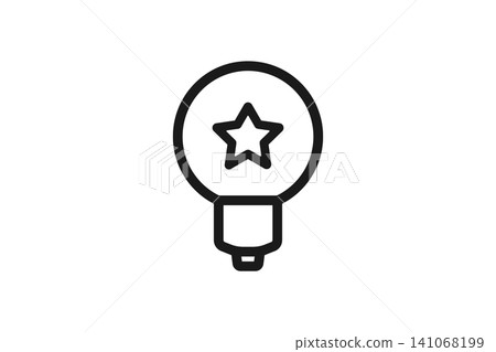燈泡和星星的線條藝術圖示。靈感來源,推薦,優秀,簡潔的向量圖。 燈泡和星星的線條藝術圖示。靈感來源,推薦,優秀,簡潔的向量圖。 141068199