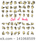 set of hand gesture illustration drawing vector isolated on white background 141068509