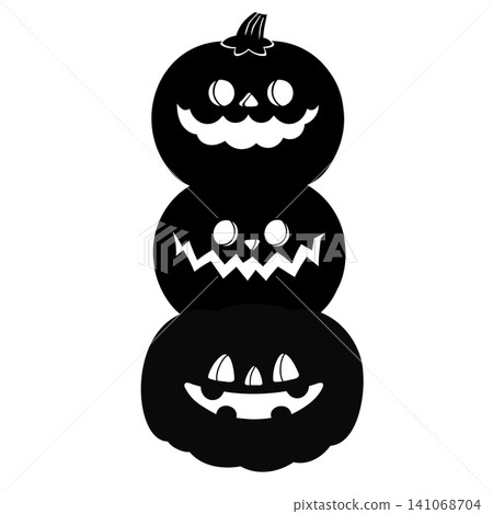 Silhouette illustration of stacked jack-o'-lanterns Silhouette illustration of stacked jack-o'-lanterns 141068704