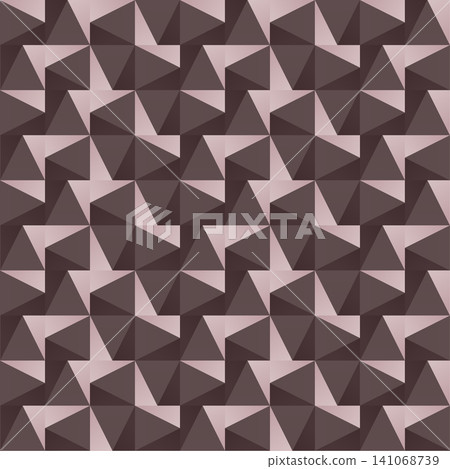 Seamless 3D geometric pattern with abstract triangles and polygons in brown and dusty rose gradient tones, modern backdrop wallpaper and textile design Seamless 3D geometric pattern with abstract triangles and polygons in brown and dusty rose gradient tones, modern backdrop wallpaper and textile design 141068739