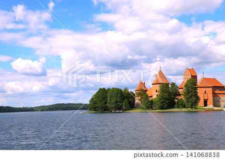 Distant view of Trakai Castle floating on Lake Galve in Lithuania, one of the Baltic states (2) Distant view of Trakai Castle floating on Lake Galve in Lithuania, one of the Baltic states (2) 141068838