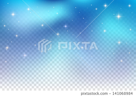Starry sky background with light blue night cosmic texture. Vector galaxy space with shiny magic sparkles and abstract glittering stars. Transparent gradient illustration. Starry sky background with light blue night cosmic texture. Vector galaxy space with shiny magic sparkles and abstract glittering stars. Transparent gradient illustration. 141068984
