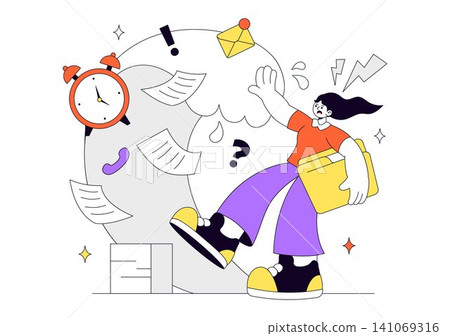 Work Burnout Illustration with Employee Stress, Mental Exhaustion, Workplace Fatigue, Deadline Pressure, Low Battery Energy, and Work Life Balance Work Burnout Illustration with Employee Stress, Mental Exhaustion, Workplace Fatigue, Deadline Pressure, Low Battery Energy, and Work Life Balance 141069316