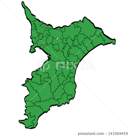 Chiba Prefecture Map: Municipalities (Green/Brushstroke Style) Chiba Prefecture Map: Municipalities (Green/Brushstroke Style) 141069459