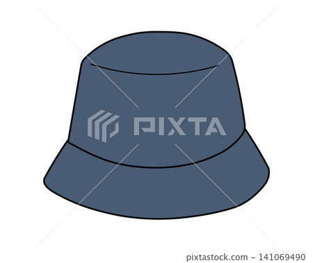 Illustration of a navy blue bucket hat 141069490