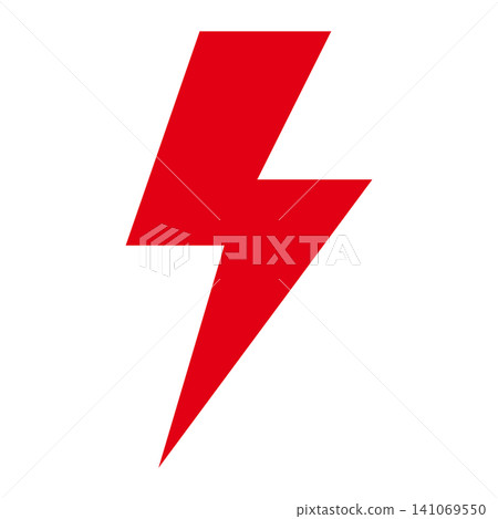 Simple illustration icon of a lightning bolt (red) 008 Simple illustration icon of a lightning bolt (red) 008 141069550