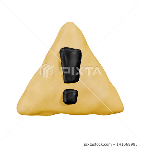 3DCG黏土警示圖示。可愛的警示印章圖標。兒童裝飾品。 3DCG黏土警示圖示。可愛的警示印章圖標。兒童裝飾品。 141069983