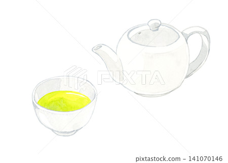 綠茶和茶壺 - 手繪水彩插畫素材 綠茶和茶壺 - 手繪水彩插畫素材 141070146