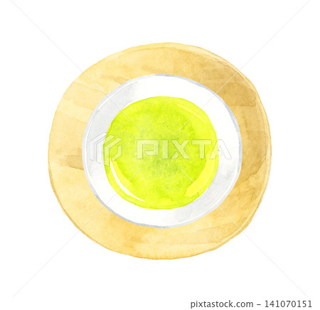 Green tea viewed from directly above - Hand-drawn watercolor illustration material Green tea viewed from directly above - Hand-drawn watercolor illustration material 141070151