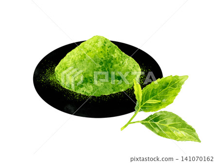抹茶和茶葉 - 手繪水彩插畫素材 抹茶和茶葉 - 手繪水彩插畫素材 141070162